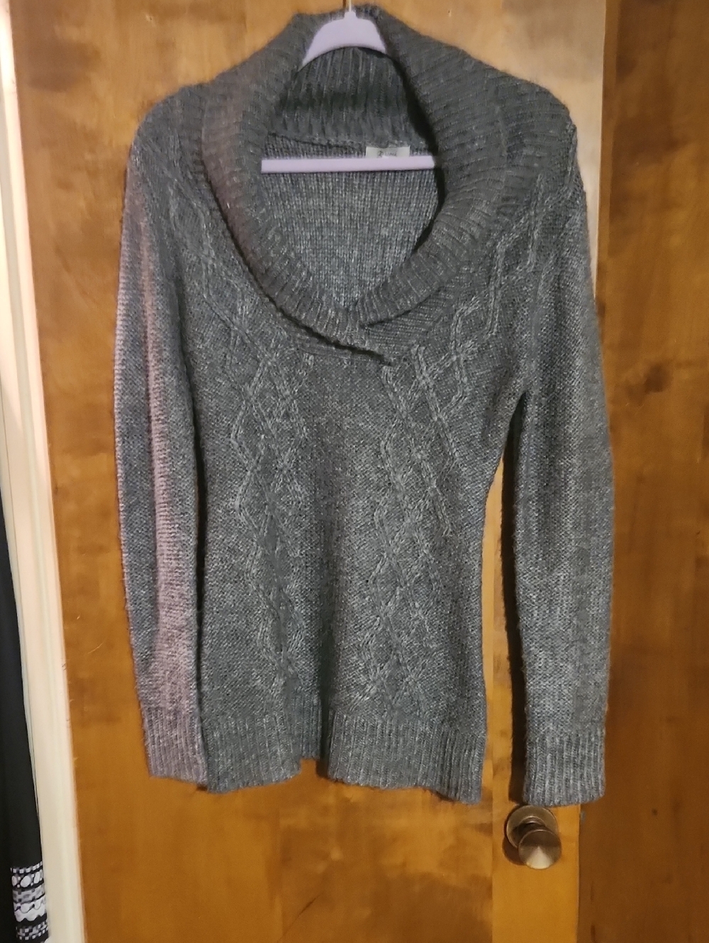 Guess Charcoal Cable Cowl Neck Sweater